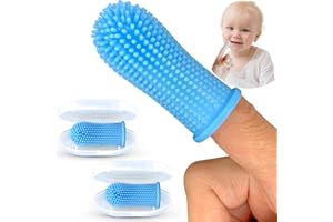 ITSY BITSY PEOPLE Itsy Bitsy Baby Toothbrush, Pediatrician Recommended, 360 Degree Bristle Silicone Baby Toothbrush 6 to 12 Months, and Toddler Toothbrushes 1-2, Set of 2 - Blue