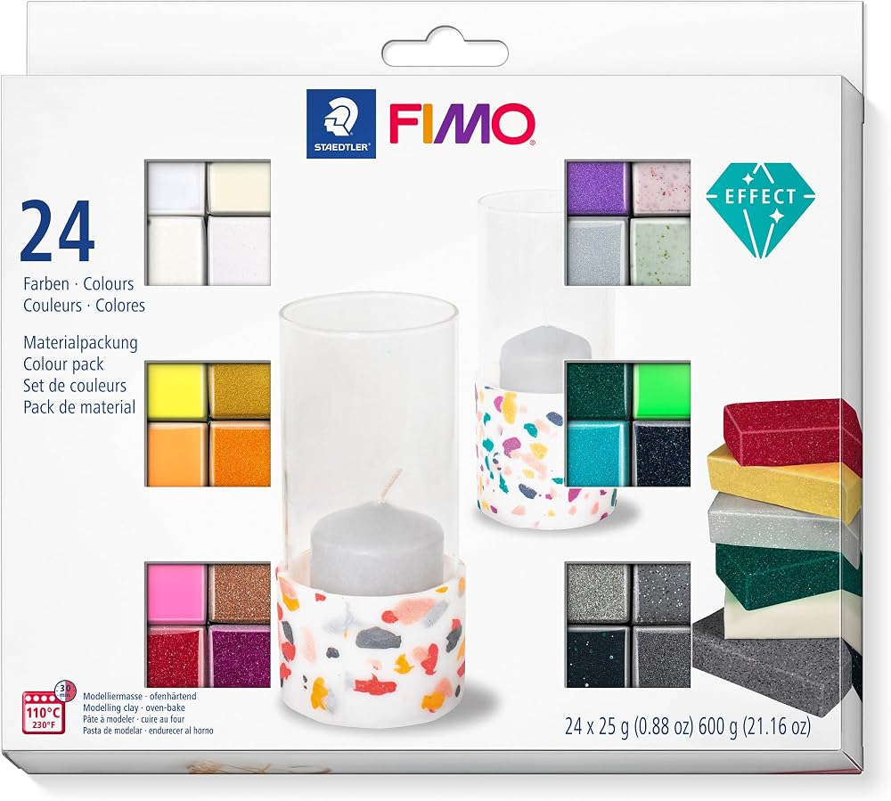 Staedtler FIMO Effect Clay Assorted 24 x 25 g Half Blocks Pack