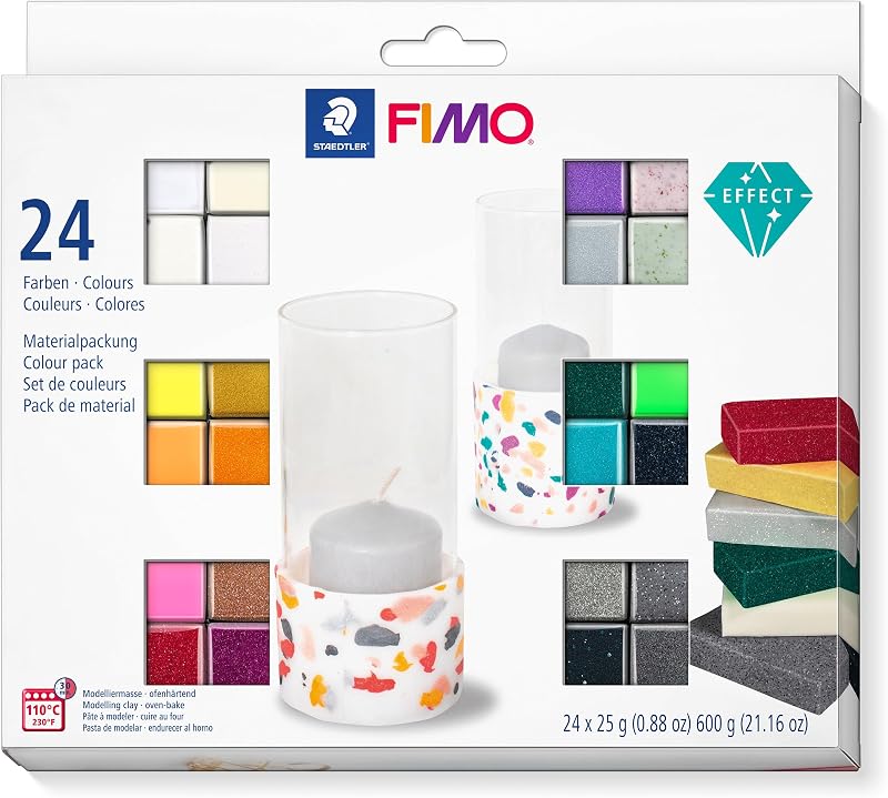 Staedtler FIMO Effect Clay Assorted 24 x 25 g Half Blocks Pack