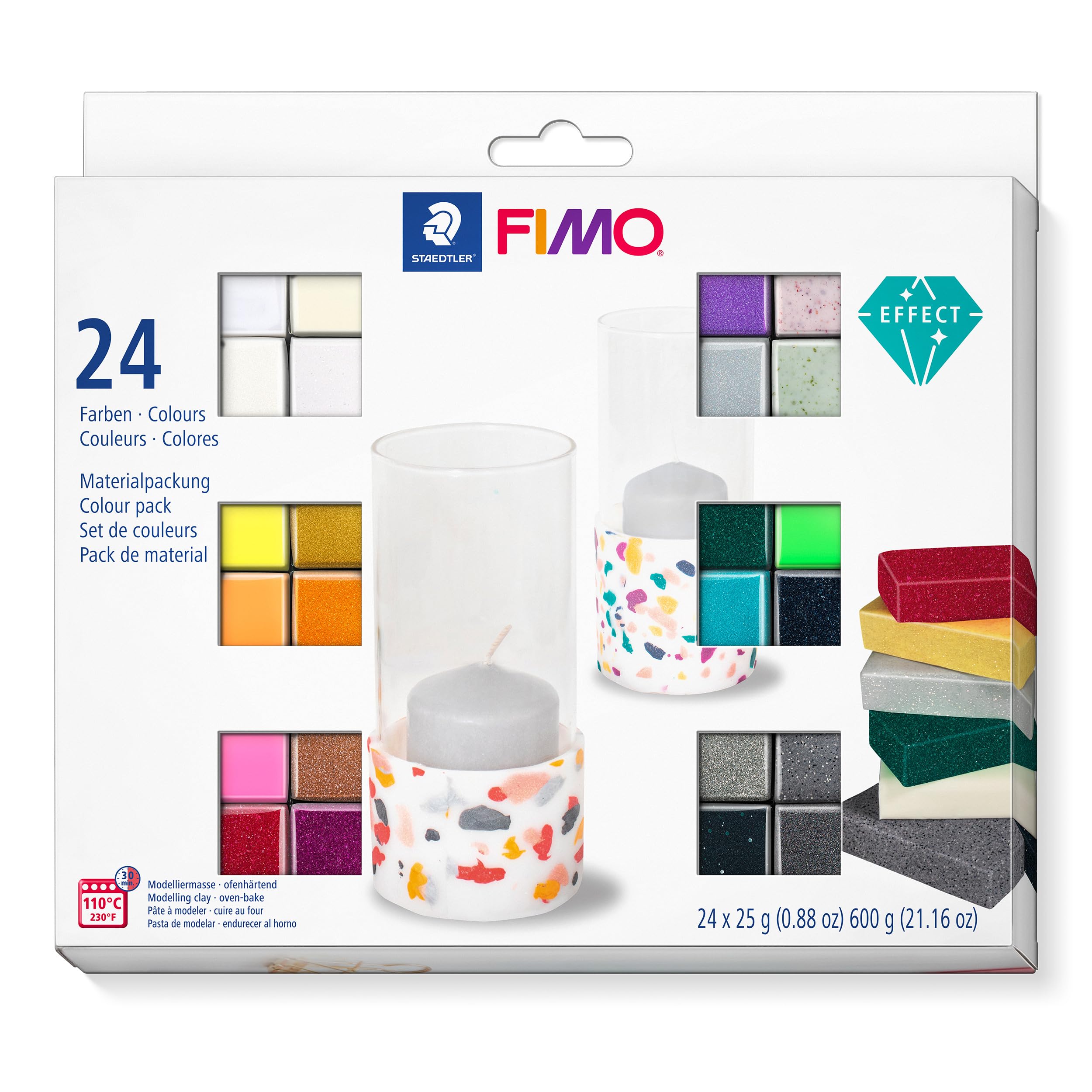 STAEDTLER 8013 C24-1 FIMO Effect Oven Hardening Modelling Clay - Assorted Colours (Pack of 24 x 25 g Half Blocks) — image 1
