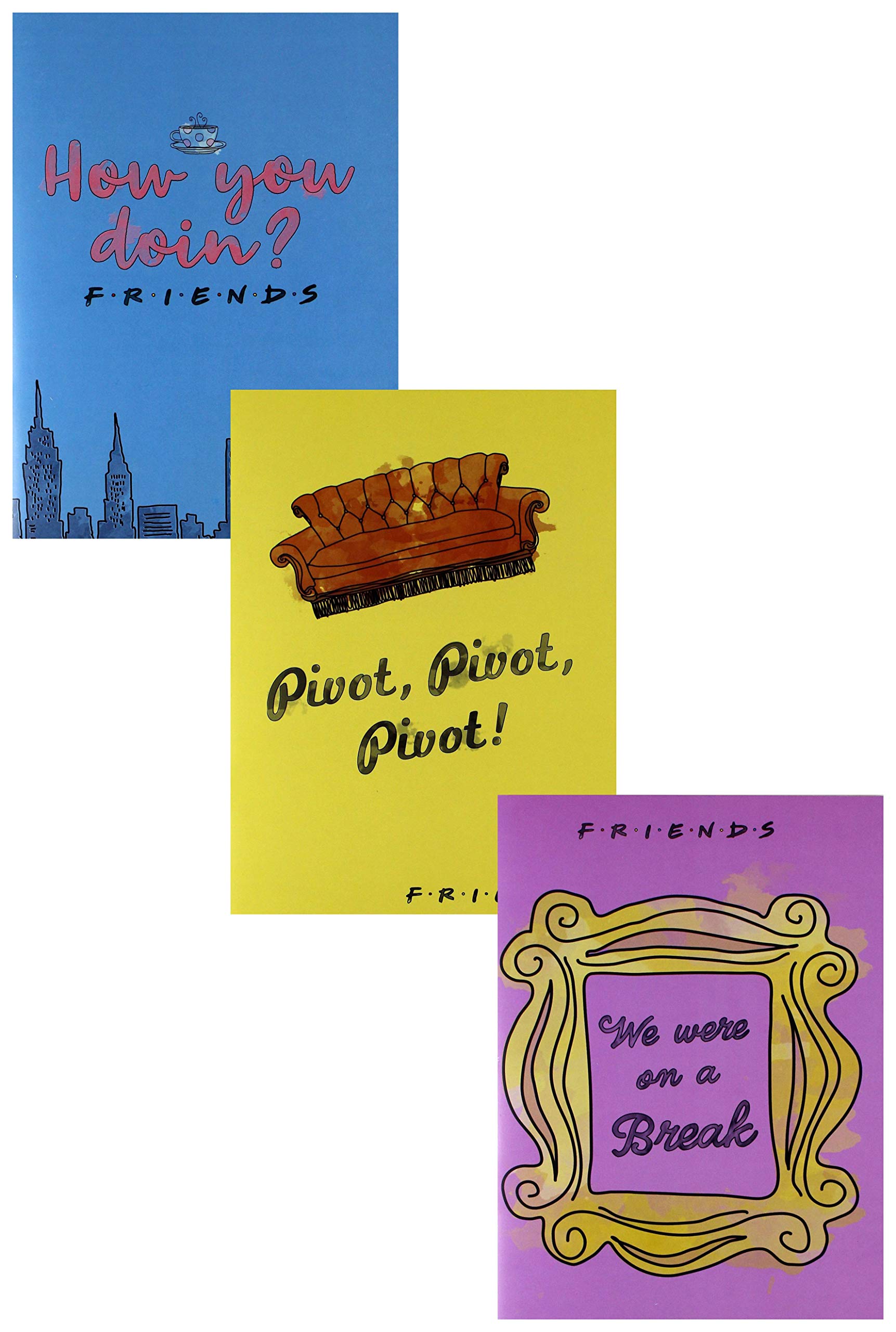 FRIENDS Lined Notebook Set, 3-Pack Phrases Stationery, Officially Licensed