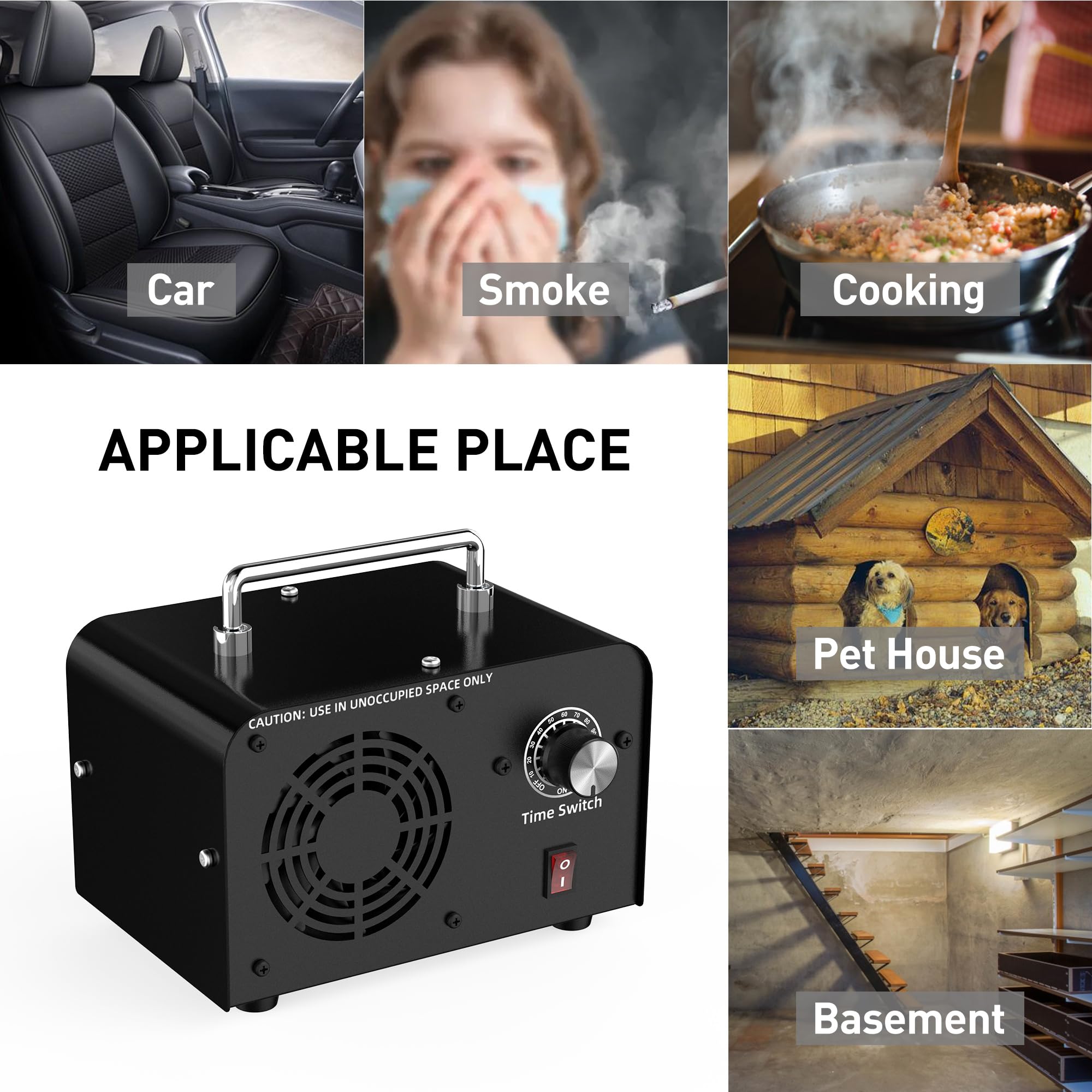 Commercial Ozone Machine 45,000mg/h, Industrial High Capacity of Multipurpose Ozone Purifier with Carry Handle for Home, Bar, Farm and Restaurant Black