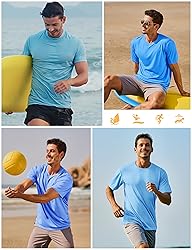 TACVASEN Swim Shirts for Men Rash Guard SPF Short
