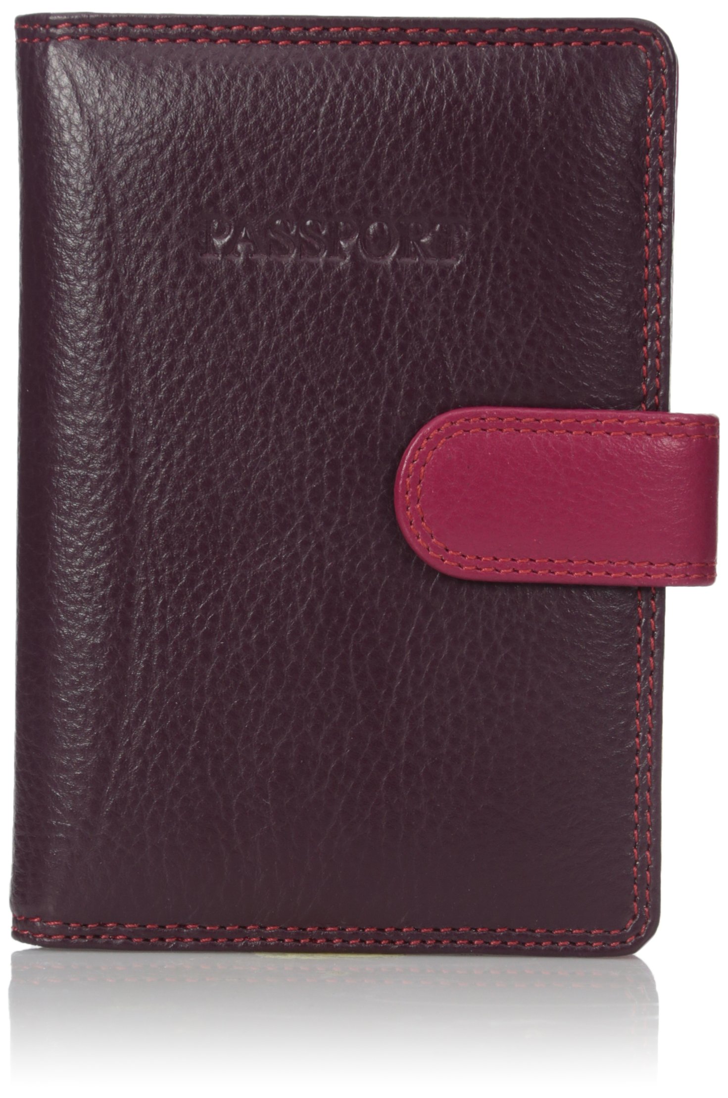Luchiano Visconti Unisex's Walletrfid 钱包cartera RFID Travel Accessory-Passport Wallet, Plum/Multi, One Size