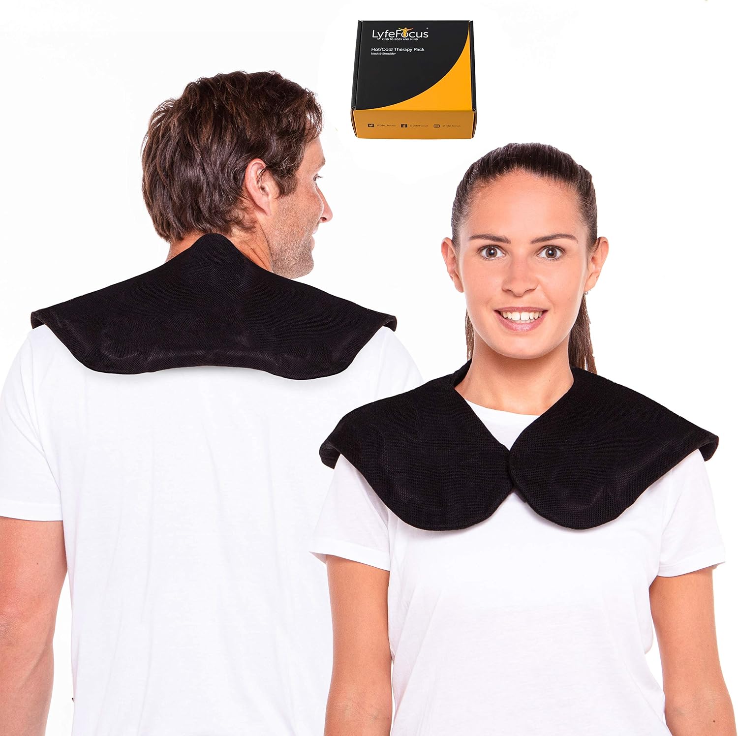 LyfeFocus Reusable Hot & Cold Pack Gel Heat Wrap for Neck & Shoulder Pain, Flexible, Microwaveable & Freezable Ice Pack