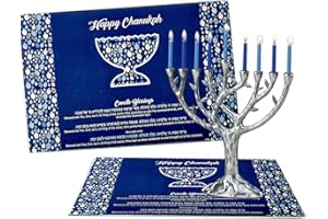 Rite Lite Hanukkah Tempered Glass Drip Tray Tree of Life Design for Menorah - Chanukah Tray Centerpiece Jewish Holiday Party Favor Decorations Gifts Judaica Decor Festival of Lights