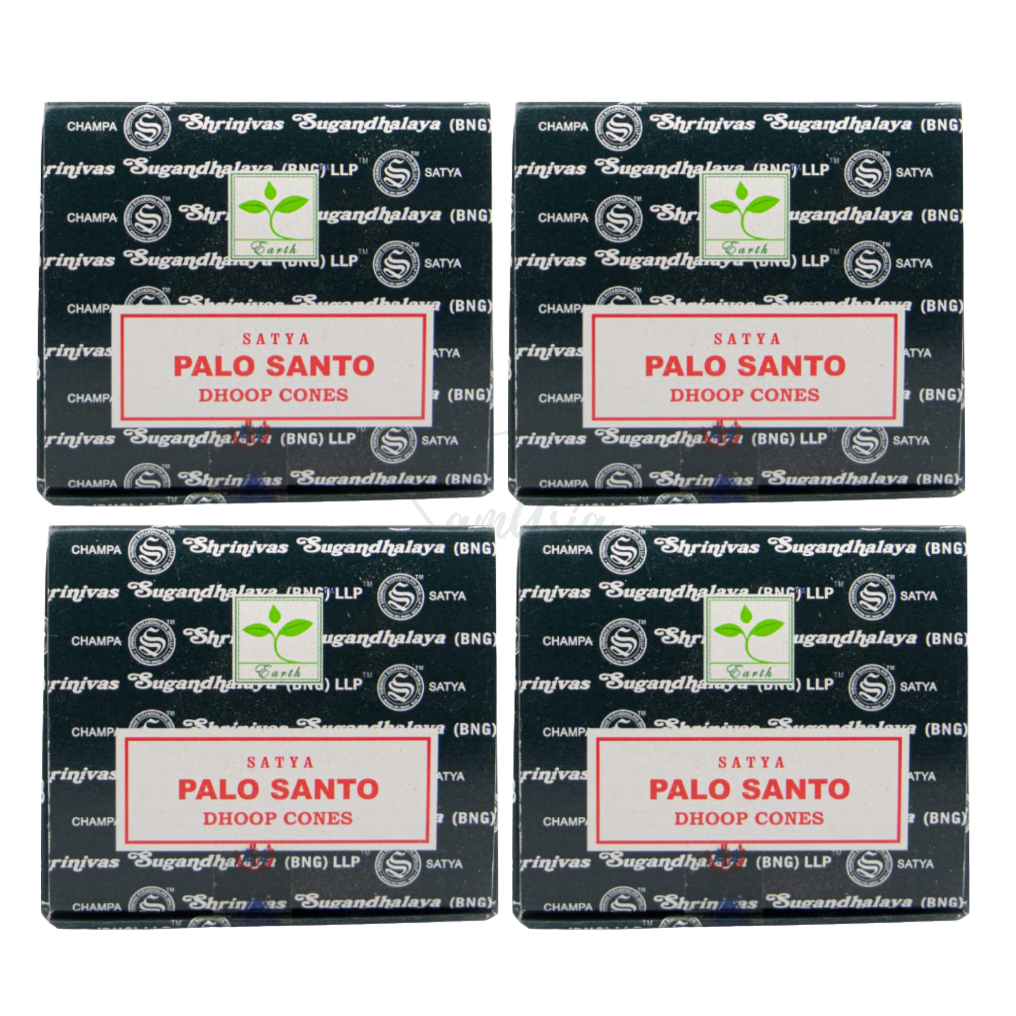 Satya Palo Santo Incense Cone x4 pack, used for Aromatherapy, Spa, Yoga, Weddings, Reiki, Meditation, Healing by SAMASIA