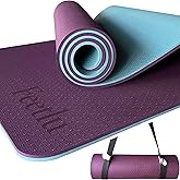 Feetlu Extra Thick Exercise Yoga Mat with Strap - 2/5 Inch (10MM), Non-Slip Workout Mat for Yoga, Pilates, and Floor Exercises