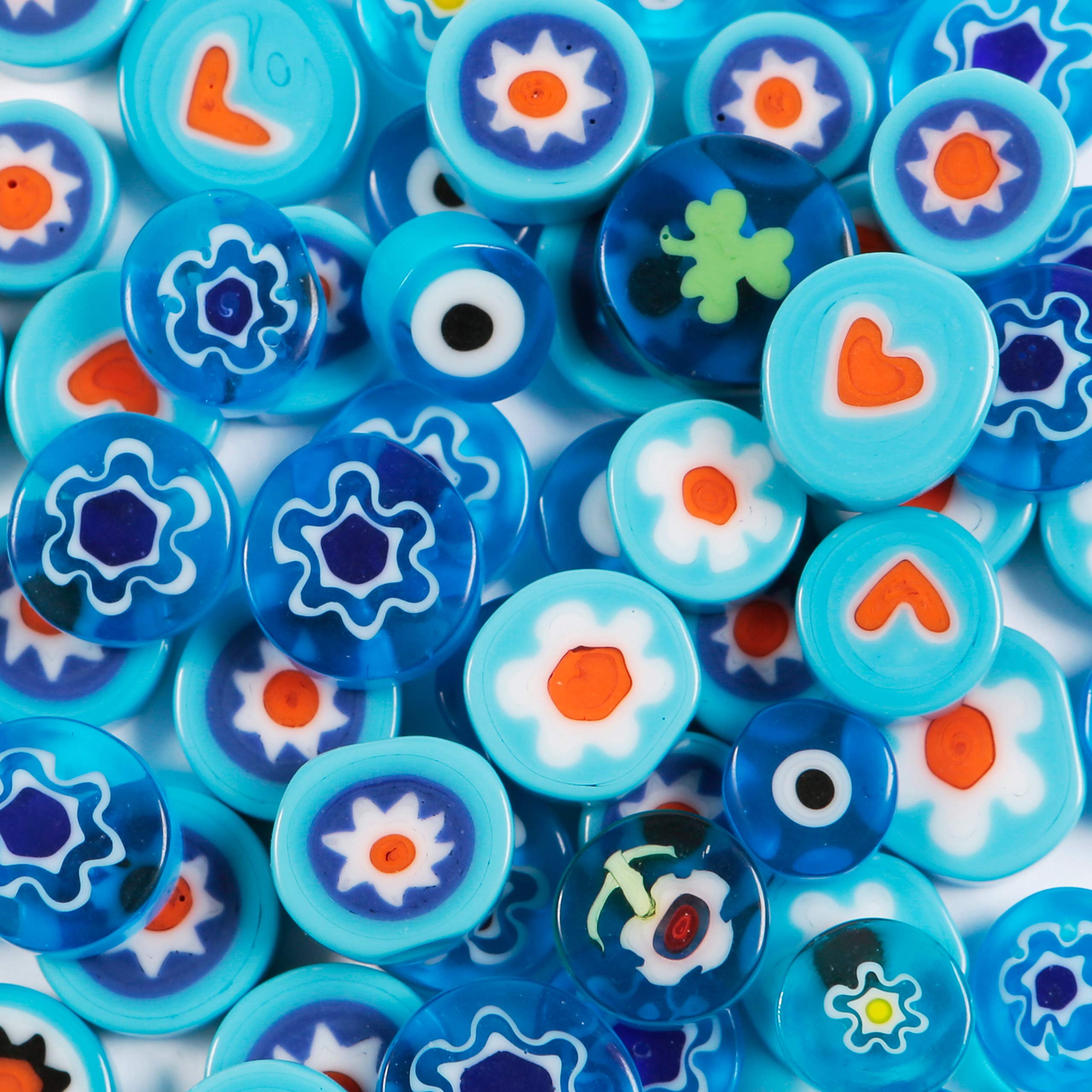 Coloured Glass Millefiori Pebbles Mosaics for Arts and Crafts 50 Grams (Turquoise)