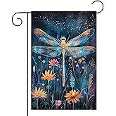 BlissYard Welcome Summer Dragonfly Garden Flag 12x18 Inch Double Sided Starry Night Flag Rustic Farmland Yard Lawn Outdoor Nature Theme Decor Yard Small Flag For Outside Holiday Seasonal