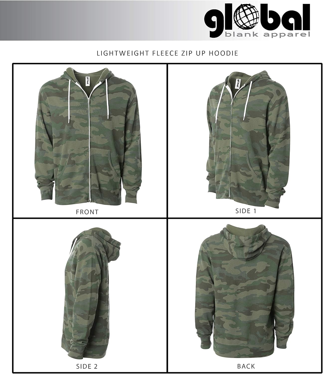 Global Blank Slim Fit Lightweight Zip Up Hoodie Men and Women Hooded Sweatshirt at  Men’s Clothing store