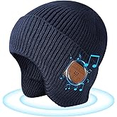 Bluetooth Beanie Hat with Headphones, Wireless Winter Hat Built-in Microphone and Stereo Speakers (Navy Blue)