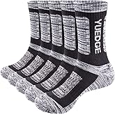 YUEDGE Men's Performance Cotton Moisture Wick Sports Hiking Workout Training Athletic Cushion Crew Socks For Men Size 6-13