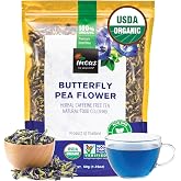 INCAS 100% USDA Organic Butterfly Pea Flower 1.76 oz (150+ Cups) DIRECT FROM SOURCE Thailand Non GMO Verified Dried Caffeine Free Gluten Free Vegan Rich in Antioxidants Free eBook (50G)
