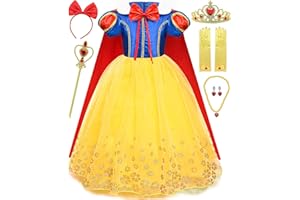 GZ-LAOPAITOU Princess Costume for Girls Princess Dress Up Kids Halloween Cosplay Birthday Party Dress Up with Cape