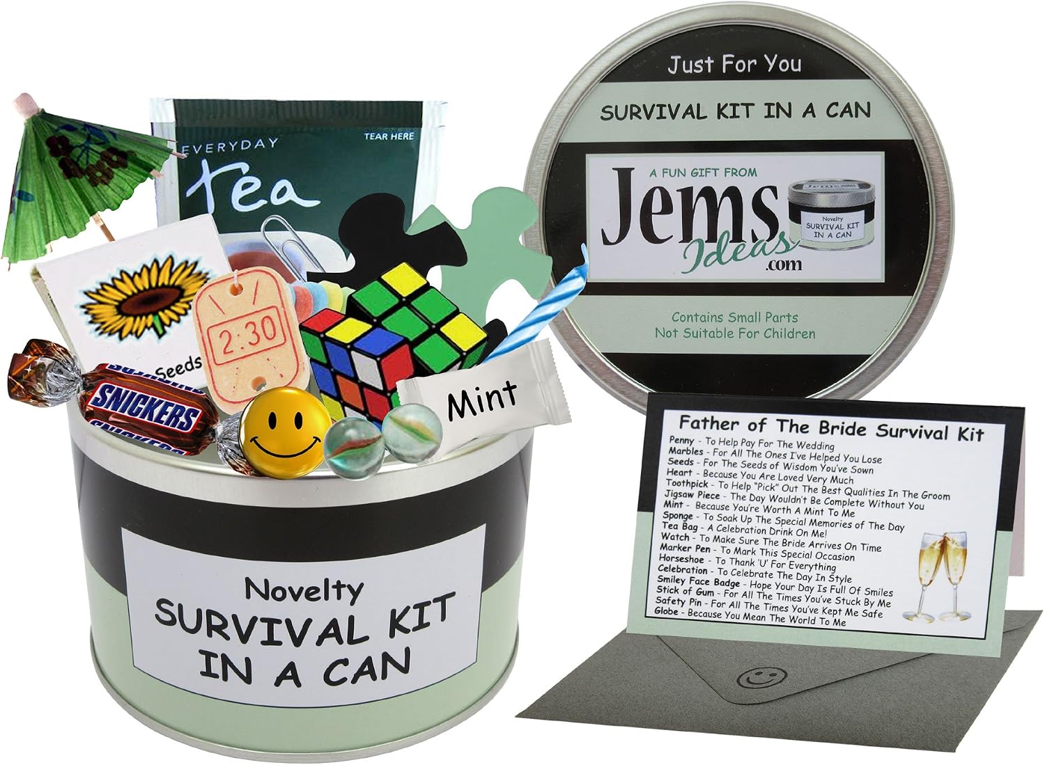 Father of the Bride Survival Kit in a Can, Funny Wedding Day Gift, Novelty Keepsake for Dad, Unique Gift Set Box from Bride