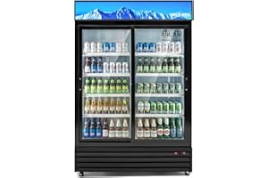 Wilprep Commercial Refrigerator, 37 cu. ft. Upright Beverage Display Refrigerator with LED Lighting, 52.4" Sliding Glass Door Merchandiser Fridge, ETL, ETL sanitation Listed