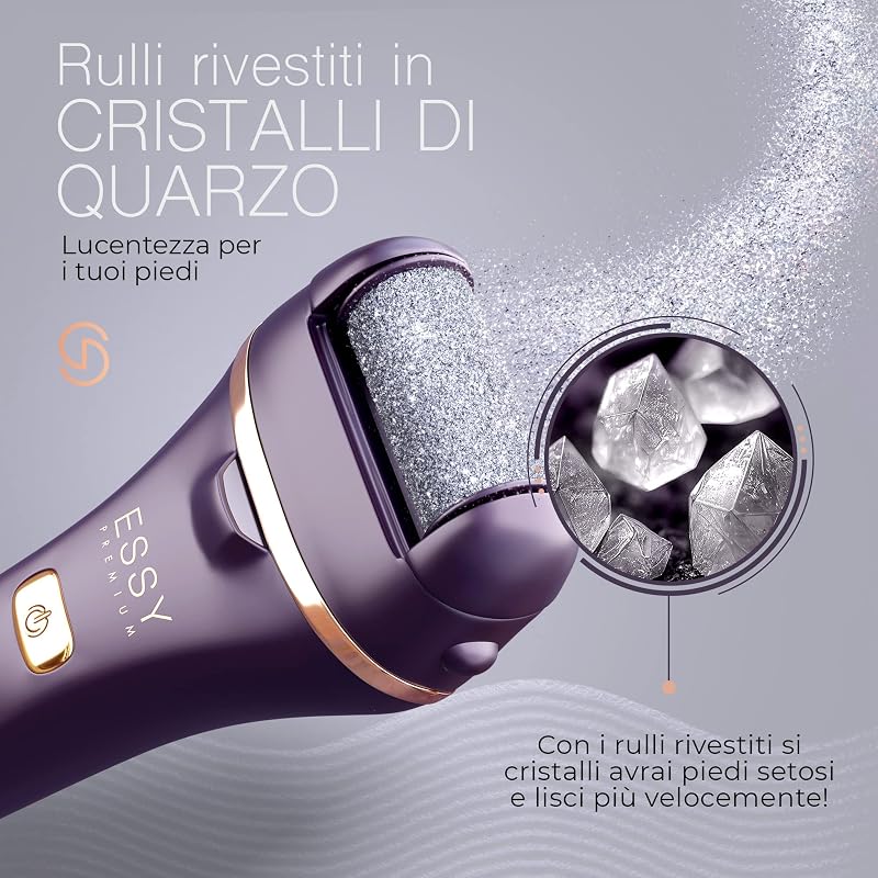 Lima per Piedi Elettrica Ricaricabile con 5 Rulli di Ricambio (Viola)