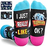 HAPPYPOP Funny Socks for Men Women - Elelphant Cat Gifts, Moose Koala Fox Socks for Teens