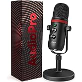 AUDIOPRO USB Microphone, Cardioid Condenser Gaming Mic for PC/Laptop/Phone/PS4/5, Headphone Output, Volume Control, USB Type-