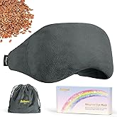 BeHoomi Weighted Eye Mask for Sleeping, Soft Heated Eye Mask, Moist Heat Warm Compress for Eyes, Natural Flaxseeds Microwave Reusable Sleep Mask, Must Haves for Women Spa, Home, Office (Grey)