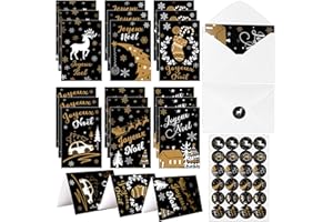 18 Sets French Christmas Cards with White Envelope Merry Christmas Greeting Cards Folding Cards Merry Xmas Thank You Gifts, B