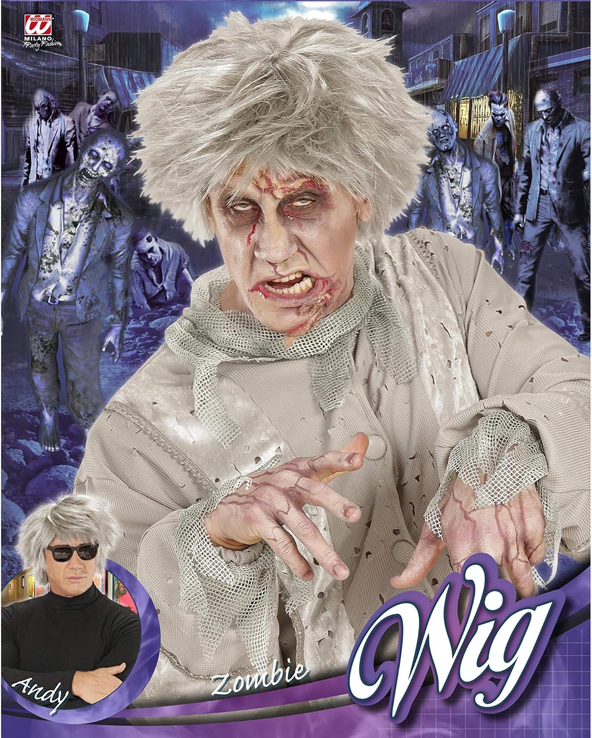 Widmann 06743 ? Zombie Wig, Grey, Gray, standard size - Image 3