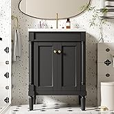 Merax 24" Bathroom Vanity with Sink, Powder Room Small Bathroom Vanity with 2-Door Cabinet, Undermount Sink, Solid Wood Frame