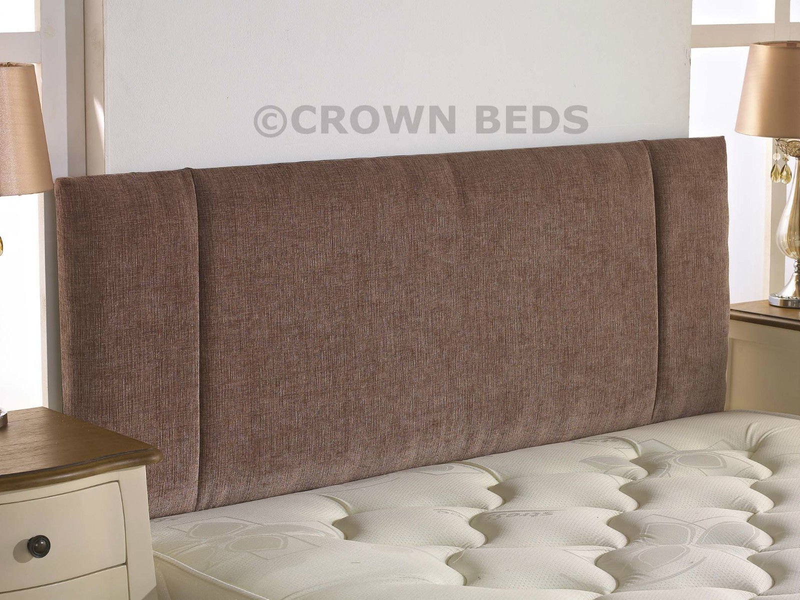 CROWNBEDSUK QUALITY PORTOBELLO CHENILLE HEADBOARD 2ft6,3ft,4ft,4ft6,5ft,6ft (6FT SUPER KINGSIZE, Sand)
