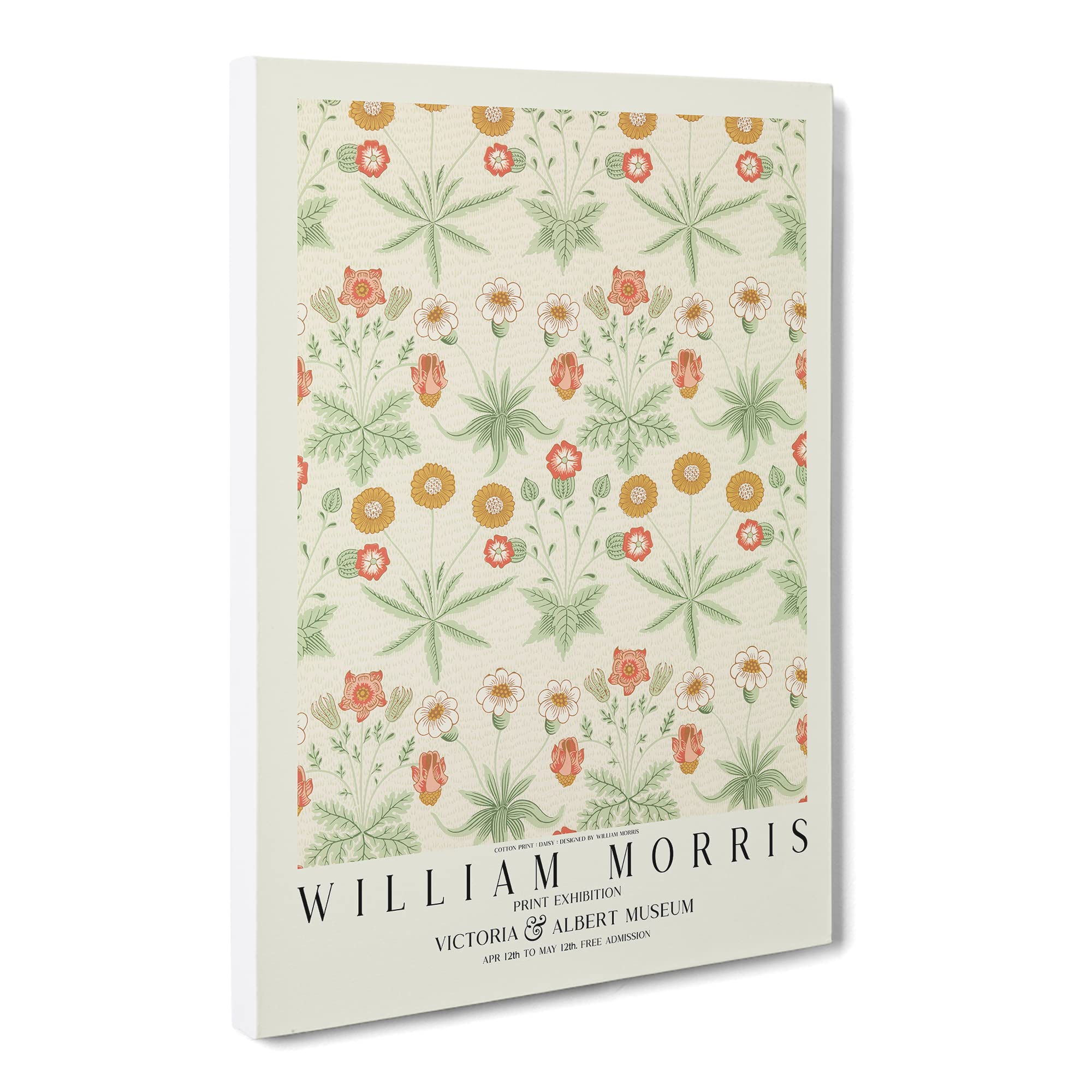 Daisy With Border By William Morris Canvas Print | Gallery Wrapped 30mm Frame Wall Art | 20x14 inches | Ready to Hang | Classic Floral Picture | Living Room Bedroom Lounge Office