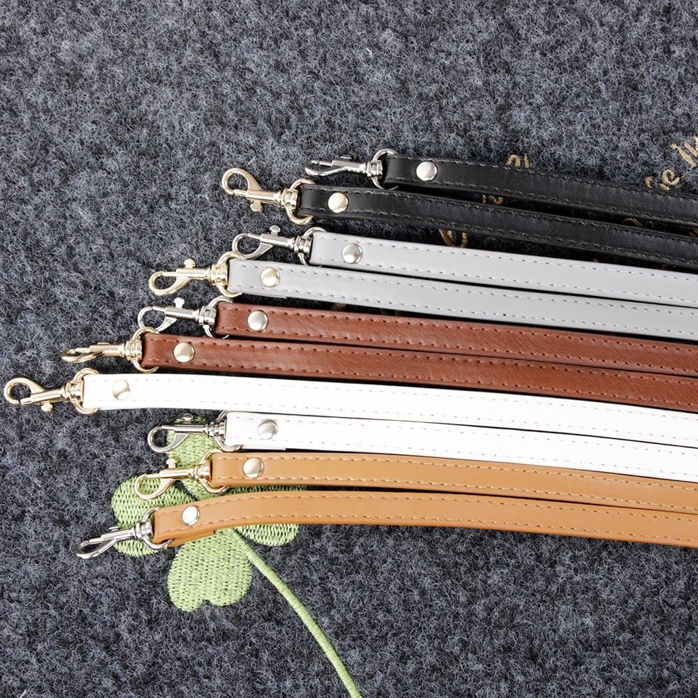RAYNAG Adjustable Leather Shoulder Straps Replacement, Crossbody Purse Handbag Strap Replacement with Silver Clasp, Grey