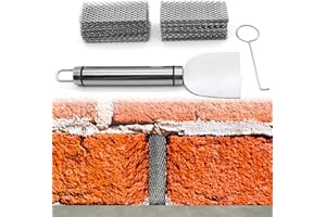 LUTQ Stainless Steel Brick Weep Hole Covers for Brick Walls - 100 Pack Diamond Hole Brick Weep Hole Inserts (0.1in x 0.2in Aperture) with Hook and Spatula for Easy Installation and Replacement