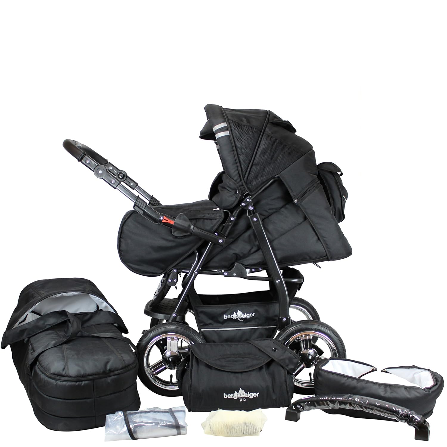 Bergsteiger Rio Kombikinderwagen + Softtragetasche + Wickeltasche (10 - Teile)