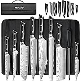 MDHAND Chef Knife Set with Roll Bag, Sharp Professional Chef Knives Set | High Carbon Stainless Steel 18PCS Kitchen Knife Set with Sharpener, Ergonomic Handle, Kitchen &amp; Home Cooking, Dishwasher Safe