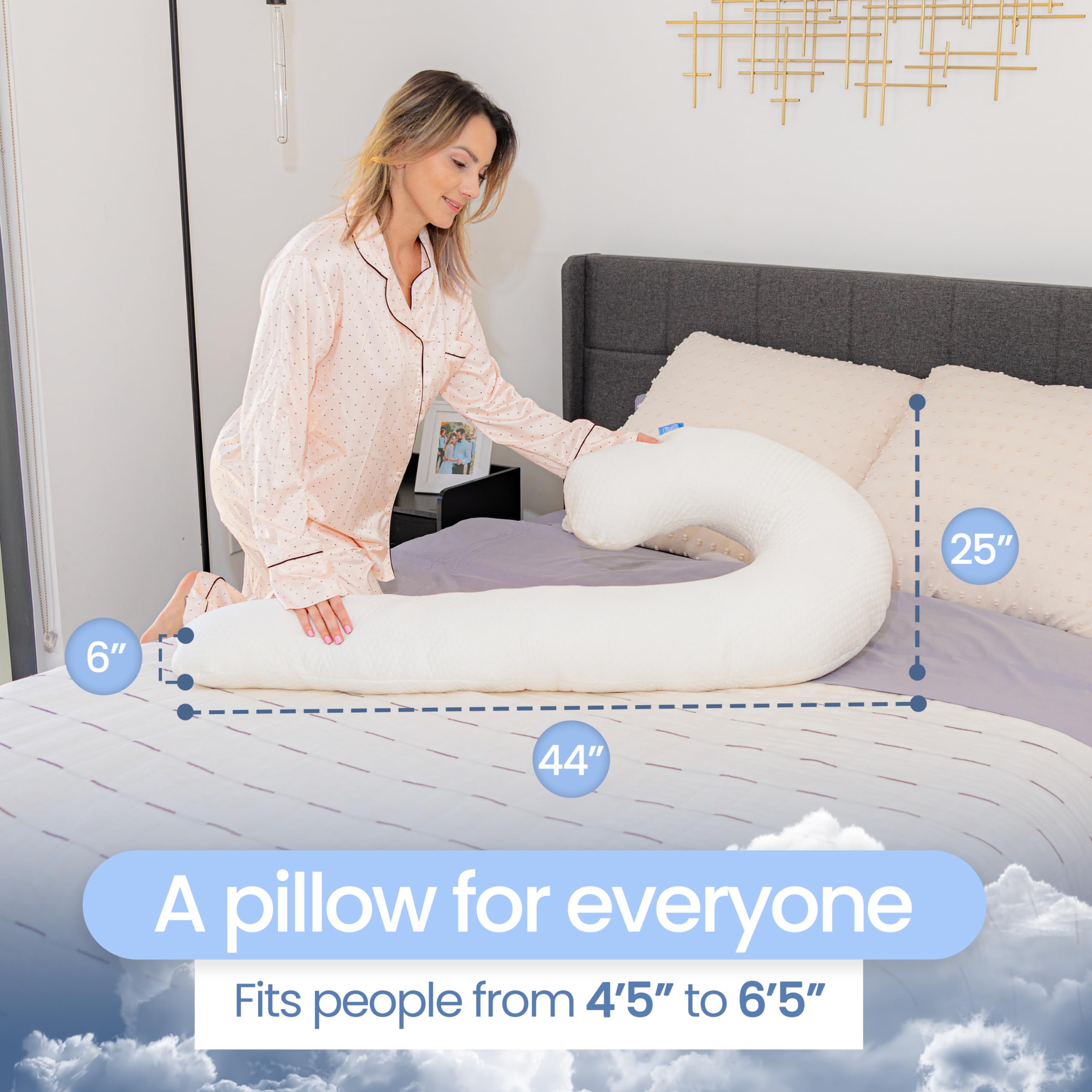Contour Swan Original Body Pillow | Cozy, Huggable Pillow for Back, Hip, Knee, and Leg Relief | Total Comfort and Support for Side Sleepers | As Seen on TV