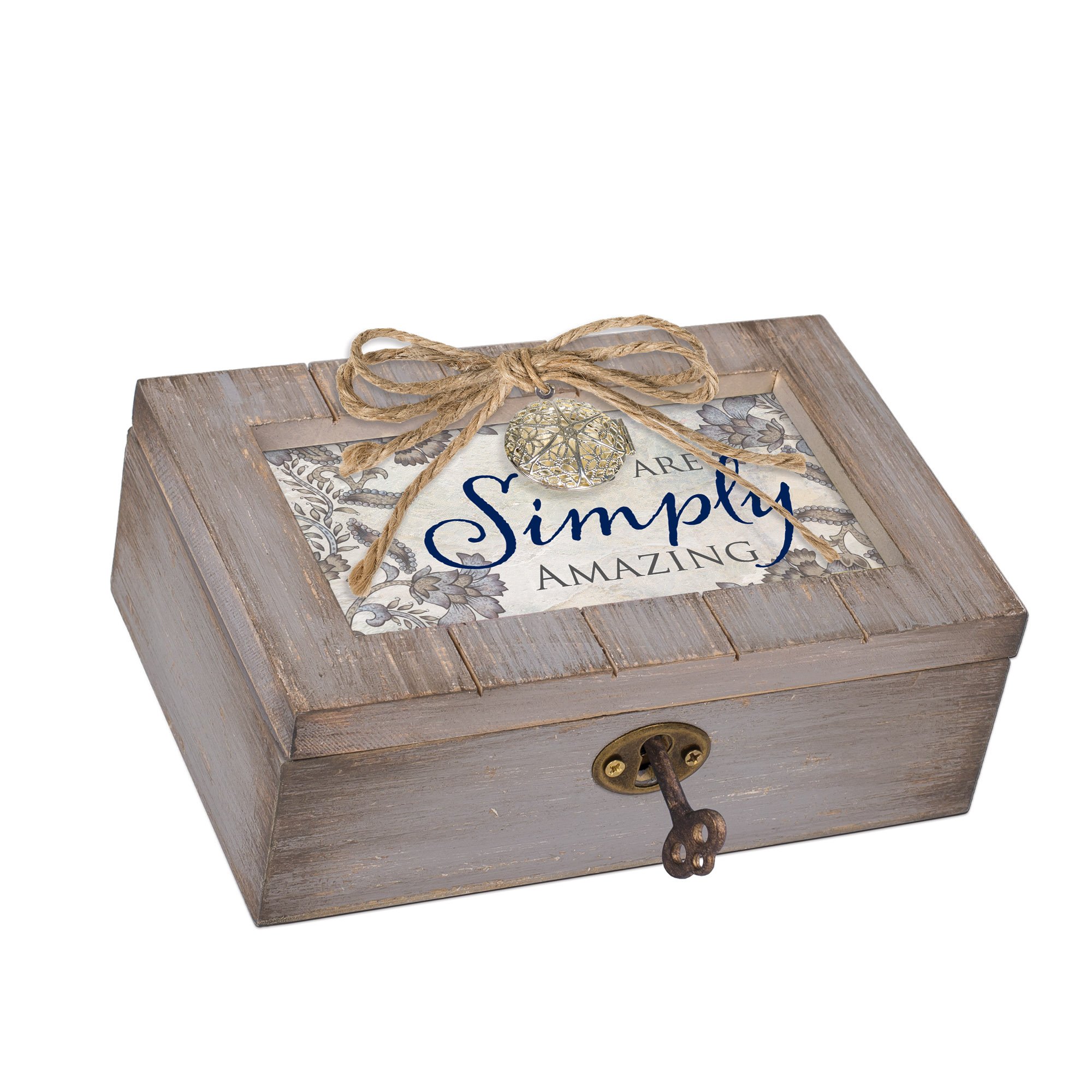 Cottage Garden Simply Amazing Grey Distressed Locket Petite Music Box Plays You Are My Sunshine