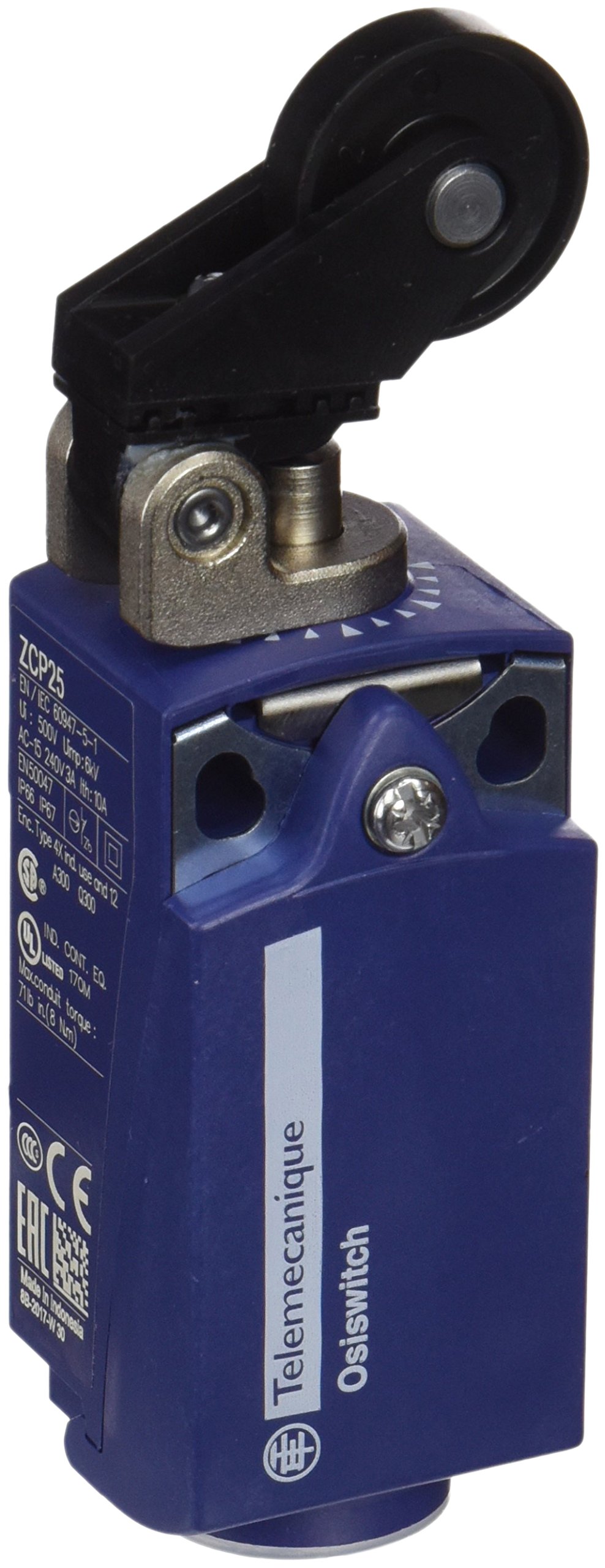 Schneider Electric XCKP2528G11 Limit Switch Pg11, Plastic 1-Conduit 65X31X30Mm Plastic Roller Lever Plunger Horizontal Actuation N