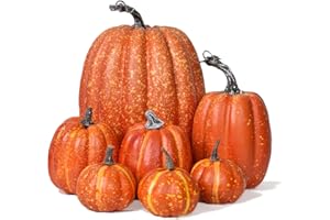 DearHouse 7Pcs Thanksgiving Artificial Pumpkin Home Decoration Sets, Artificial Vegetables Pumpkin for Fall Halloween Home Decor