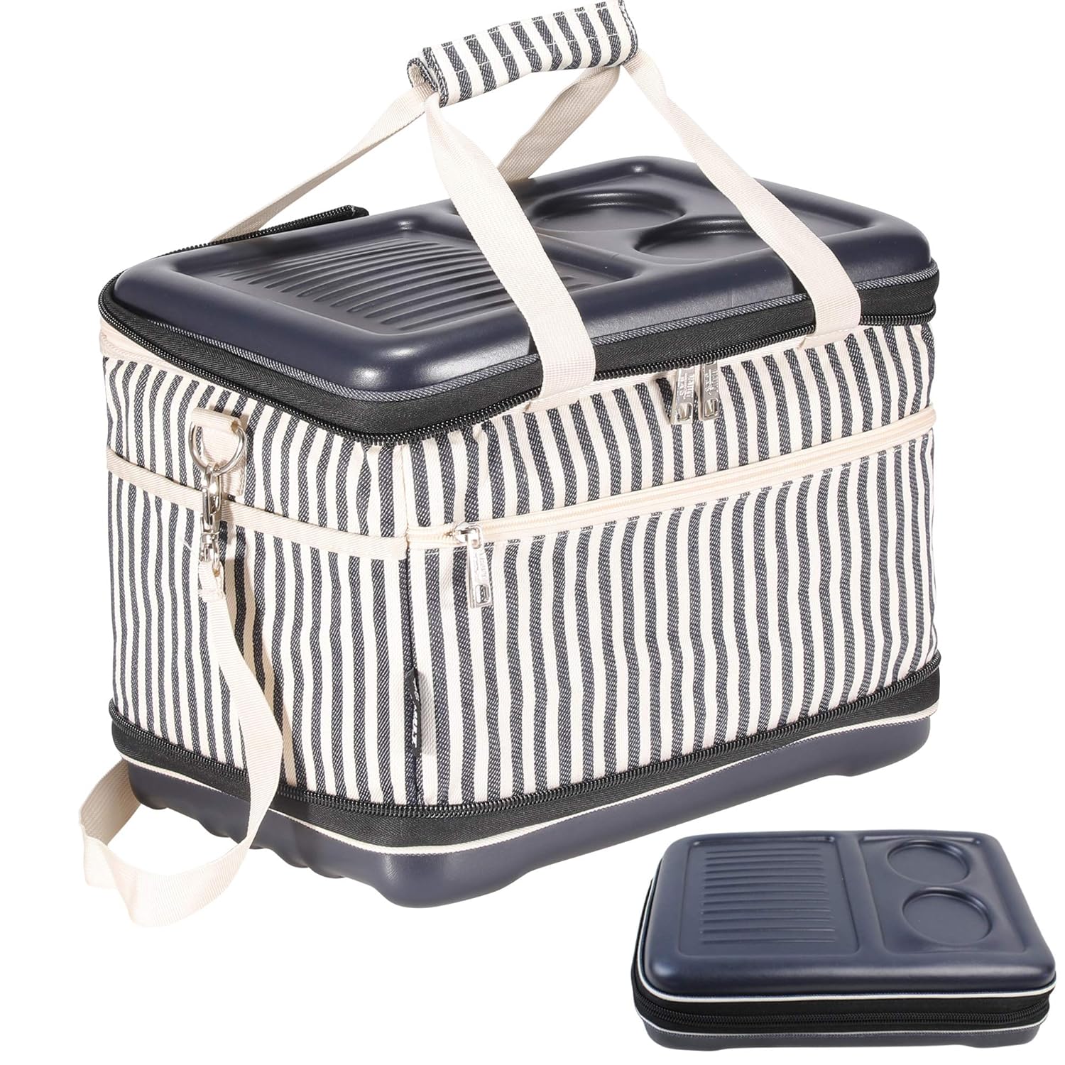 Portable Soft Sided Cooler Bag Collapsible Folding Fully Insulated | 52 Can Capacity | Hard Top and Bottom | Waterproof Cotton Canvas Material Perfect for Camping, Fishing, Daily Trip to Beach