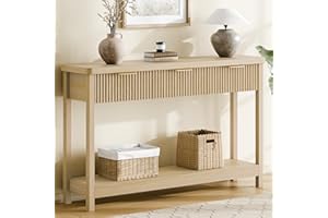 Lulive 51" Fluted Console Table for Entryway, Entryway Table with 3 Wooden Drawers, Farmhouse Behind Sofa Table for Living Ro