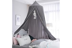 HGGTJJ Extra Large Kids Bed Canopy for Girls Boys Bedroom Decor,Crib Canopy Nursery Canopy Hanging Canopy Blocking Light Canopy Reading Nook Canopy (Dark Gray)