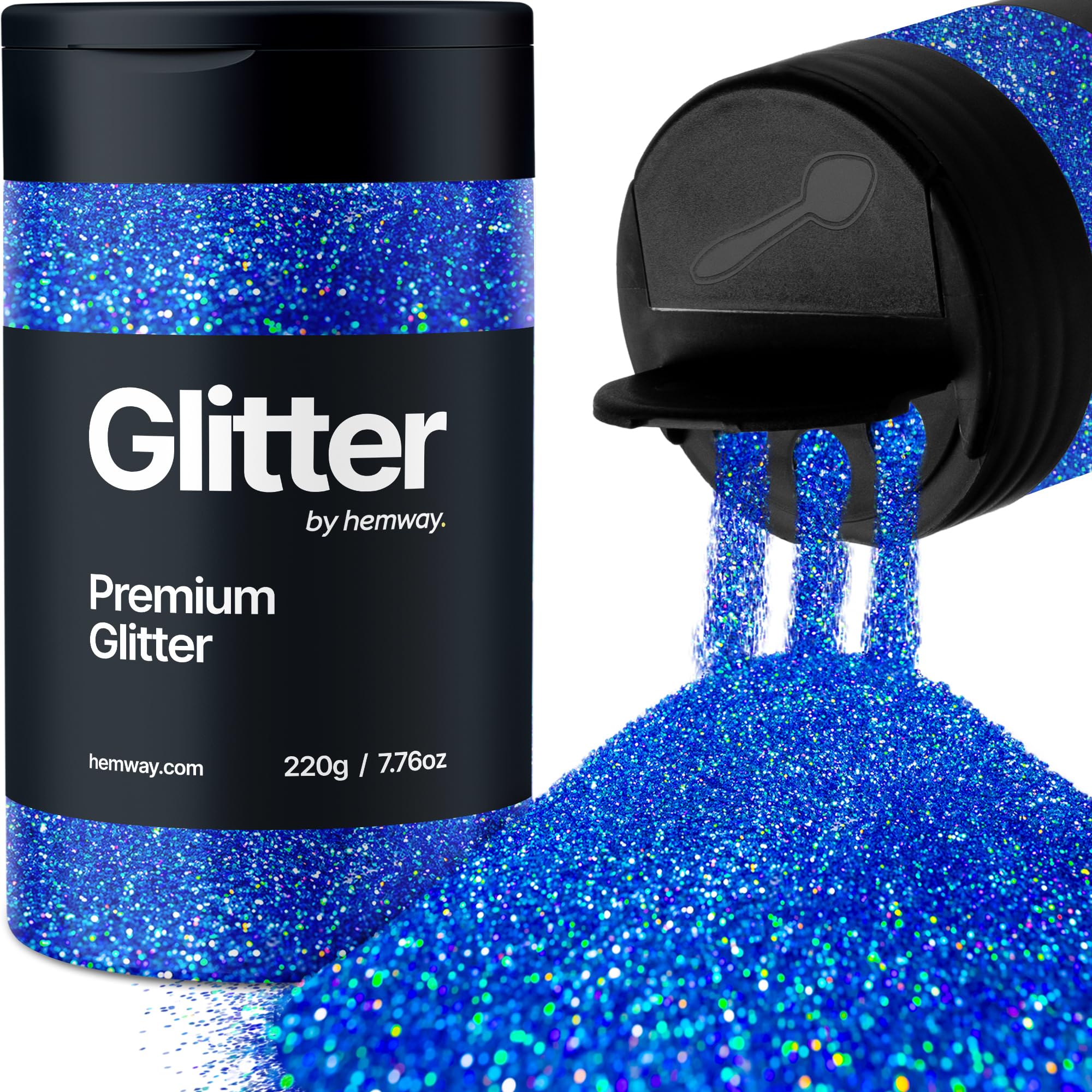 Hemway Sapphire Blue Holographic Glitter Shaker, 220g Ultrafine Glitter for Crafts Metallic Flake Sequins for Resin & Epoxy Crafts for Decorating, Halloween, Christmas, Nail, Face, Bunting, Art