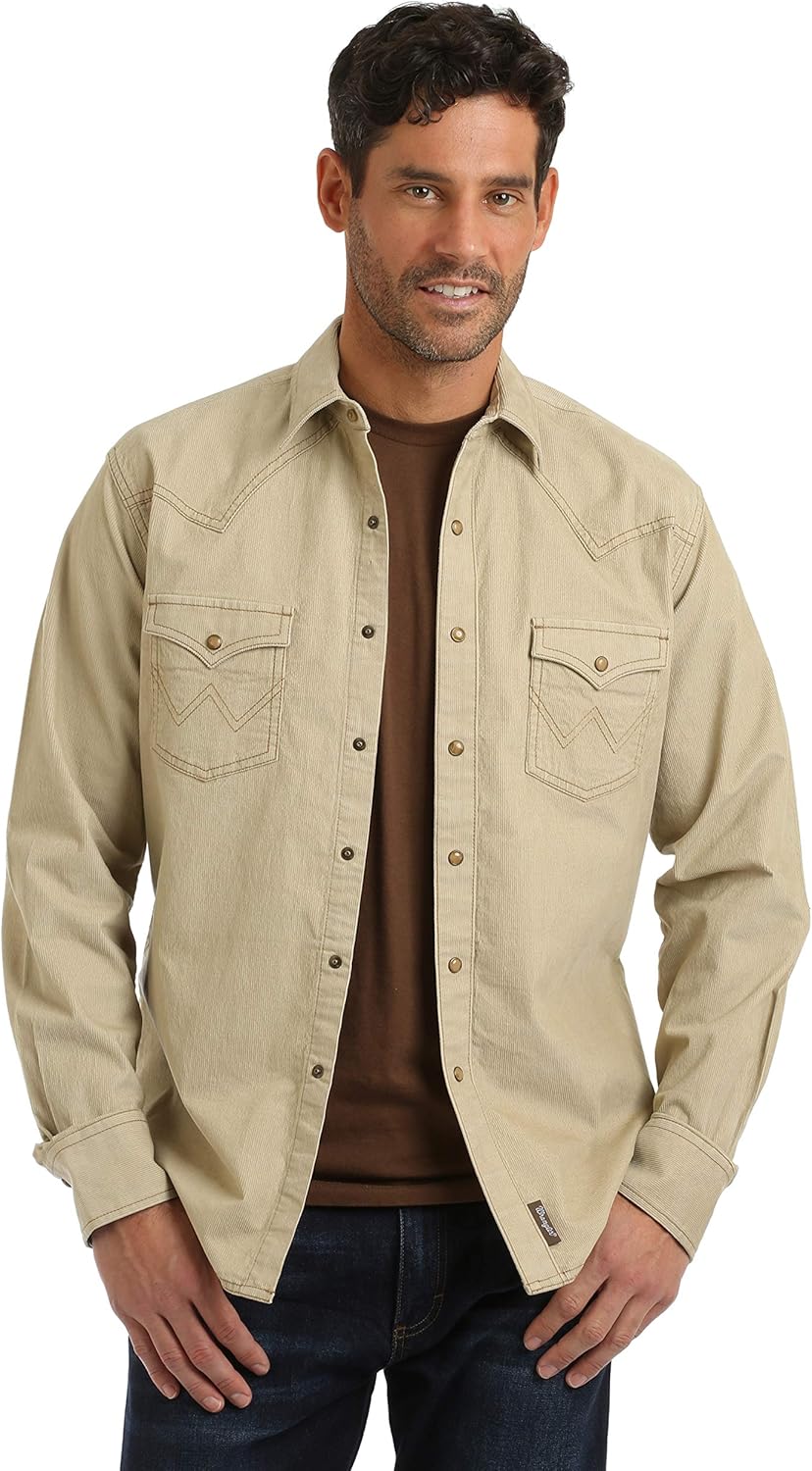 Wrangler Men's Big & Tall Corduroy Retro Two Pocket Long Sleeve Snap