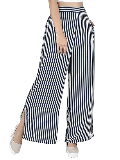 womens blue and white striped pants