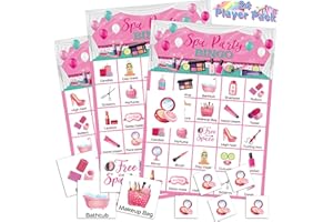 Liliful 35 Pcs Spa Party Bingo Game 24 Players Makeup Party Bingo Cards Beauty Themed Games for Women Sleepover Spa Day Birthday Favors Family Classroom Activities Supplies(Classic)