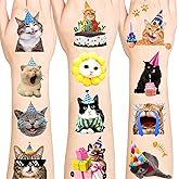 96PCS Cat Individually Wrapped Tattoos, Cat Temporary Tattoos, Animal Stickers Waterproof, Birthday Decorations Party Supplies, Party Favors, School Rewards Gifts Ideas for Girls Boys