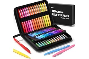 Lelix Felt Tip Pens, 40 Colored Pens with Case, Medium Point, Felt Tip Markers Pens for Journaling, Writing,Drawing, Note Taking, Planner, Perfect for Art Office and School Supplies