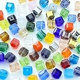 Jmassyang 100 Pieces 6mm Cube Crystal Glass Beads Square Spacer Beads with Hole for DIY Crafts Jewelry Making, Bracelets Necklaces Earrings Wind Chimes Suncatchers(Multicolor)