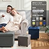 BRIAN & DANY Folding Ottoman Storage Box with Wood Legs Gray 38 cm view 7