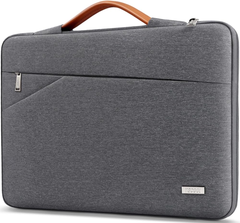 TECOOL 15.6 inch Laptop Sleeve Case with Pockets Dark Grey